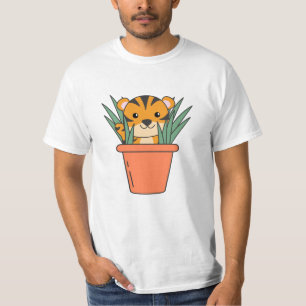Tiger in Pflanze Blumentopf Blume Sweet Pat T-Shirt