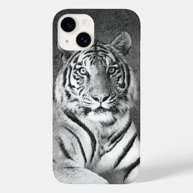 Tiger in Schwarz und Weiß Case-Mate iPhone Hülle (Rückseite)