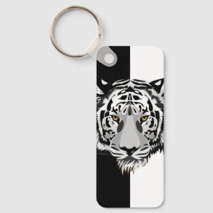 Tiger in Schwarz und Weiß Schlüsselanhänger