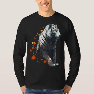 Tiger in Weiß - Blume Artwork - Animal Art Tige T-Shirt