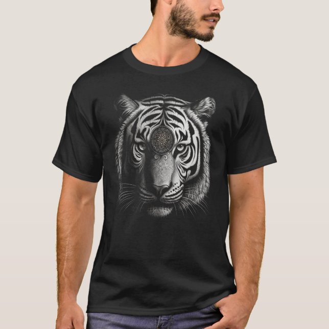 Tiger in White - Artwork - Animal Art Tiger T-Shirt (Vorderseite)