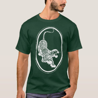 Tiger Intarsien Kunst retro T-Shirt