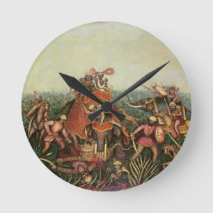 Tiger-Jagd, 1892 (Öl auf Leinwand) Runde Wanduhr