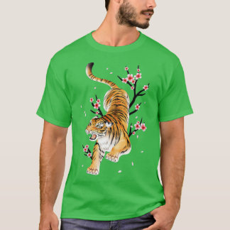 Tiger Japanese Cherry Blossom Blume Vintag Sakur T-Shirt