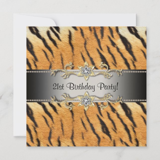 Tiger Jewel 21. Geburtstag Einladung Tiger 21 (Vorderseite)