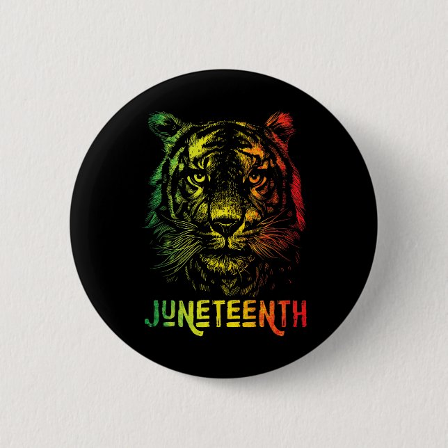 Tiger Juneteente Cool Black History African Americ Button (Vorderseite)