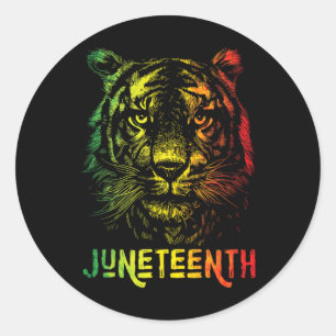 Tiger Juneteenth Cool Schwarze Geschichte Afrikani Runder Aufkleber