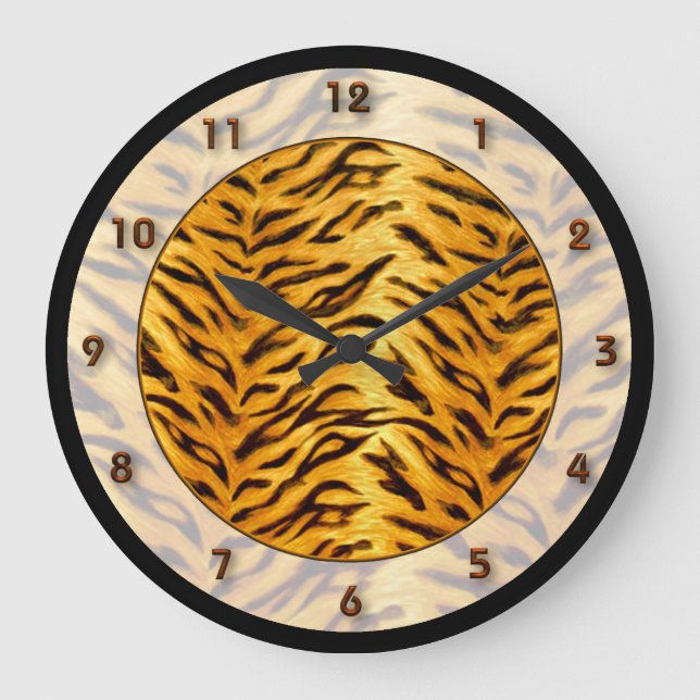 Tiger Jungle Clock Große Wanduhr (Vorderseite)