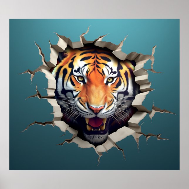Tiger Jungle Safari Ausbruch Wall Poster Print (Vorne)