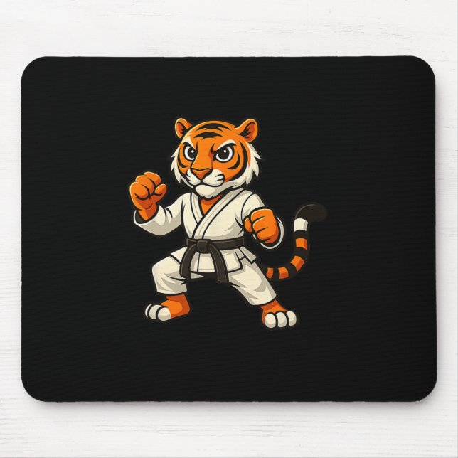 Tiger Karate Funny Black Belt Boys Mädchen Kinder Mousepad (Vorne)