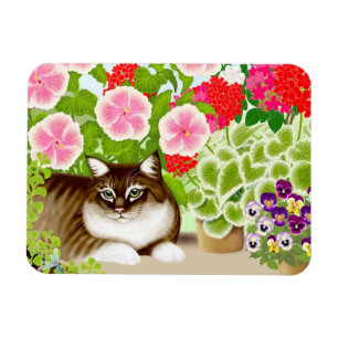 Tiger-Katze im Patio-Dschungel-Prämien-Magneten Magnet