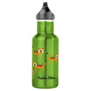 Tiger Kinder Große Katzen Wasser Flasche mit Name Edelstahlflasche