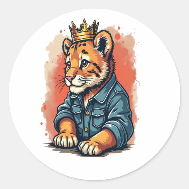 Tiger King Crown Prince Runder Aufkleber (Vorderseite)