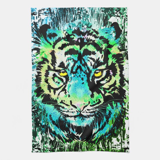 Tiger Kitetücher - farbenfrohe Tigeraugen Geschirrtuch (Vertikal)