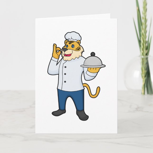 Tiger Koch Chef hat Tabletts Karte (Vorderseite)