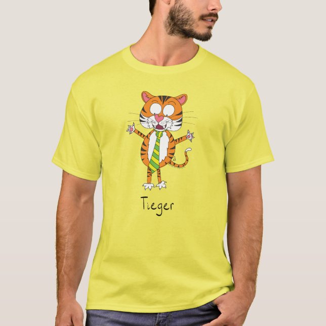 Tiger Krawatte Niedlich Funny T-Shirt (Vorderseite)