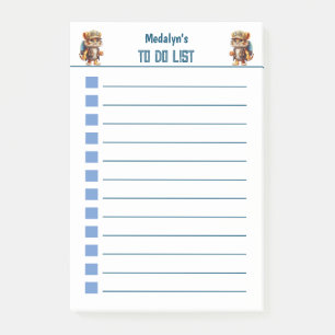 Tiger-Kugel mit Rucksack und Trinken Post-it Klebezettel