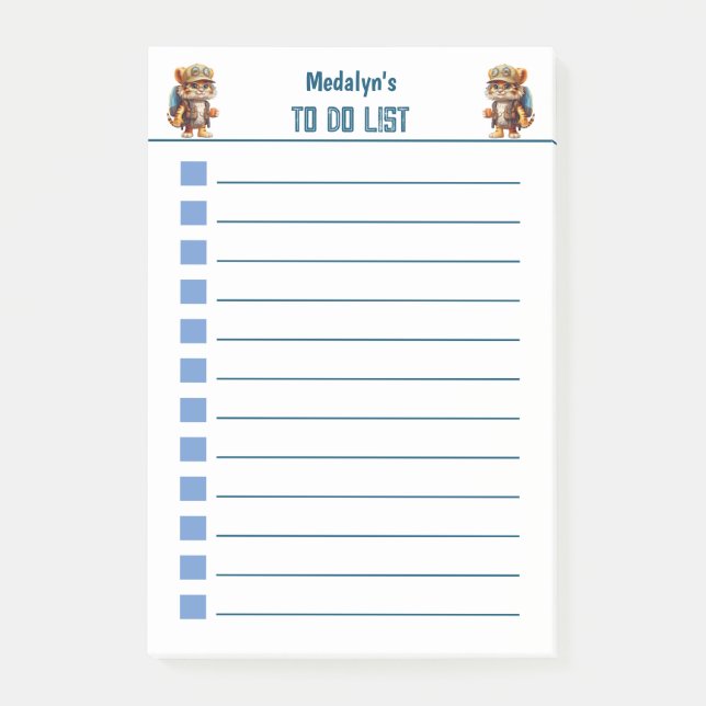 Tiger-Kugel mit Rucksack und Trinken Post-it Klebezettel (Vorderseite)