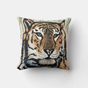 Tiger Kunst Farb Bleistift Zeichnung Kissen