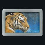 Tiger-Kunst-Malerei Rechteckige Gürtelschnalle<br><div class="desc">Schöne nahe hohe des Tigers Fotografie seitlich getan im Ölmalerei-Kunstentwurf,  Vertretung die klaren orange,  schwarzen,  weißen und schwarzen Farben.</div>