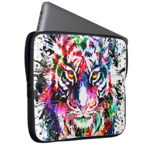 Tiger Laptop Case Farbenfrohe Zeichnend Abstrakt