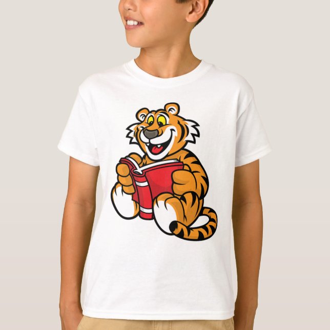 Tiger las Buch T-Shirt (Vorderseite)