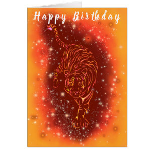 Tiger läuft bei der Starry Night Birthday Card