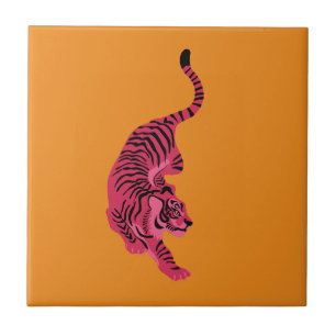 Tiger - Lebendiges Pink Fliese