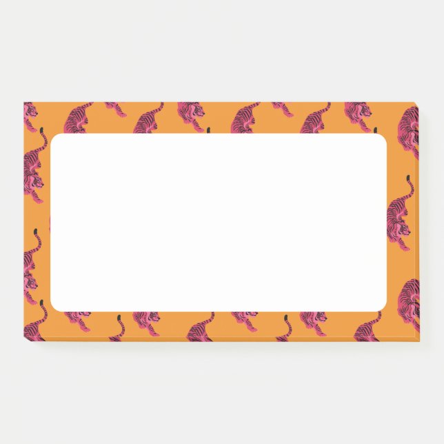 Tiger - Lebendiges Rosa Post-it Klebezettel (Vorderseite)