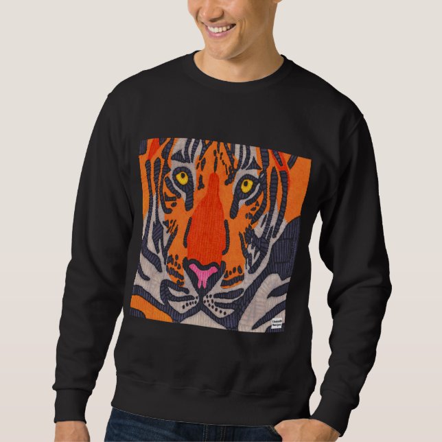 Tiger (lebhaft) - Männerpullover Sweatshirt (Vorderseite)