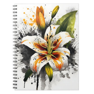 Tiger-Lilie - Aquarellblumen Notizblock