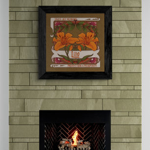 Tiger-Lilie Vintage Blumen Schutz Wohlstand Poster