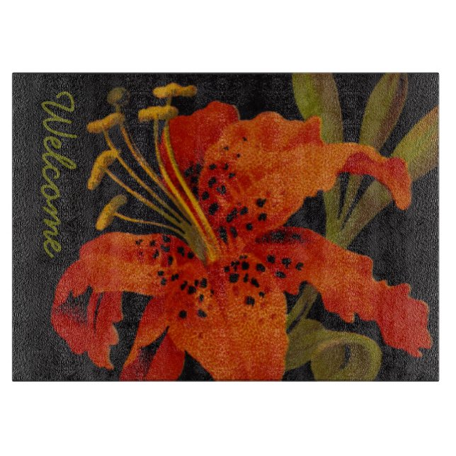 Tiger-Lilien-großes Schneidebrett (Vorderseite)