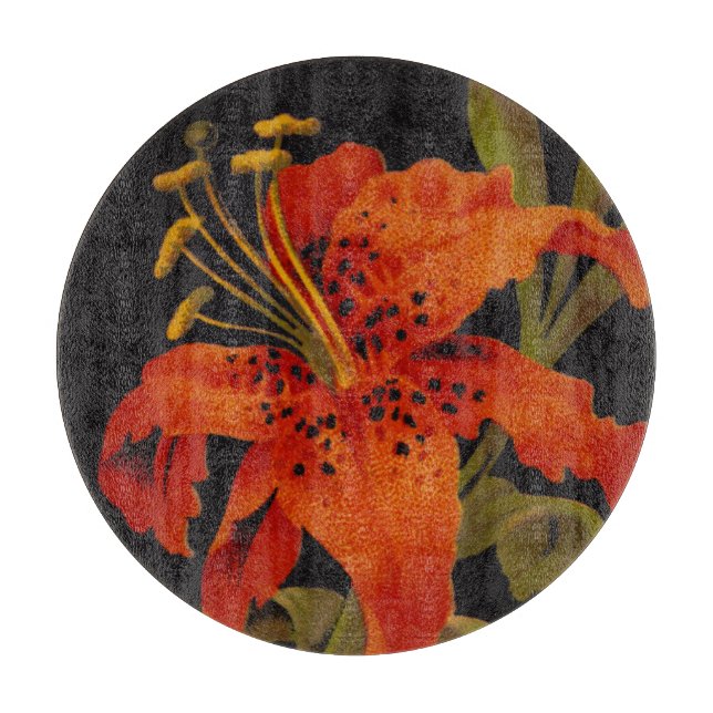 Tiger-Lilien-rundes Schneidebrett (Vorderseite)