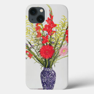 Tiger-LilienGladioli und Scabious in einem Blau Case-Mate iPhone Hülle