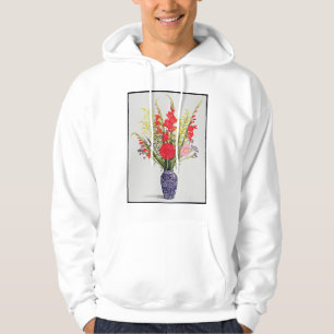 Tiger-LilienGladioli und Scabious in einem Blau Hoodie