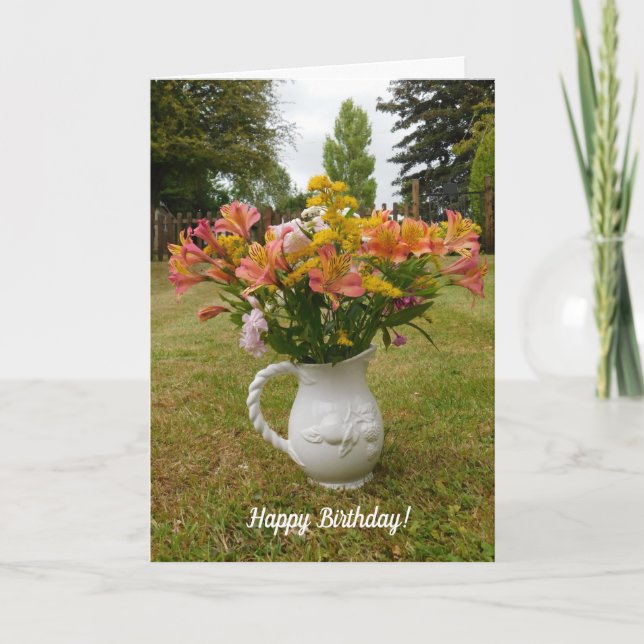 Tiger Lilies Birthday Vase Card Karte (Vorderseite)