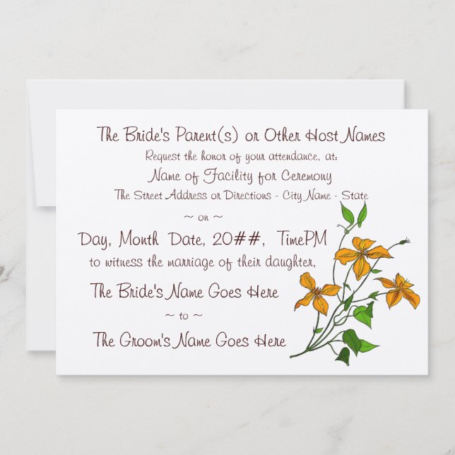 Tiger Lilies (Einladung zur Hochzeit) Einladung (Vorderseite)