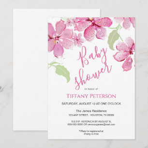 Tiger Lilly Clematis Pink Floral Babydusche Einladung