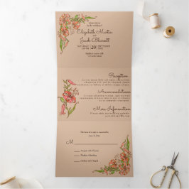 Tiger Lily All in One Wedding Dreifach Gefaltete Einladung
