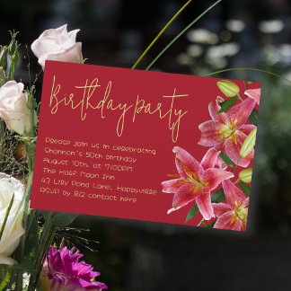 Tiger Lily Blume Erwachsene Geburtstagsparty Einla Einladung