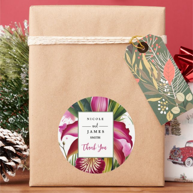 Tiger Lily Elegant Floral Runder Aufkleber (Feiertag)