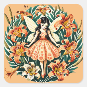 Tiger Lily Fairy Quadratischer Aufkleber
