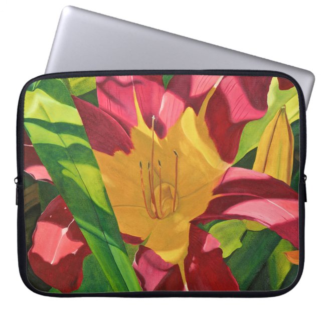 Tiger Lily Floral Laptopschutzhülle (Vorderseite)