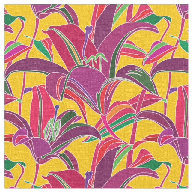 Tiger Lily Floral Pattern Stoff (Nahaufnahme)