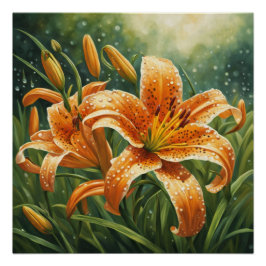 Tiger Lily Flower Poster