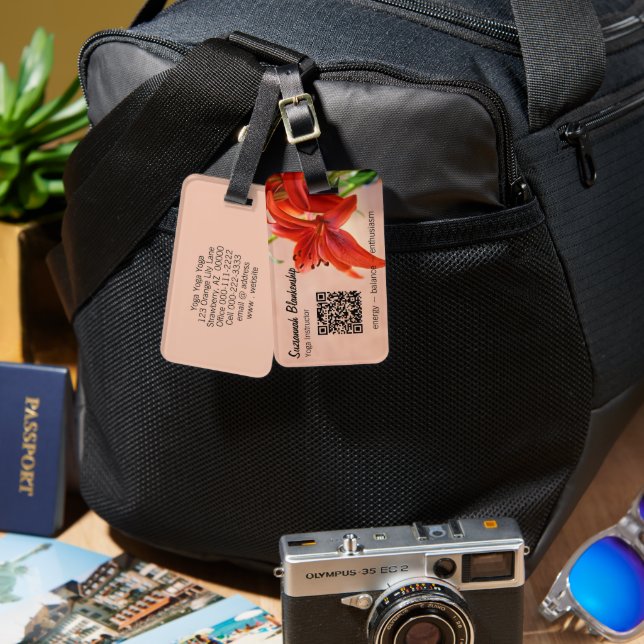 Tiger Lily Foto Business QR-Code-Vorlage Gepäckanhänger (Vorderseite & Rückseite)