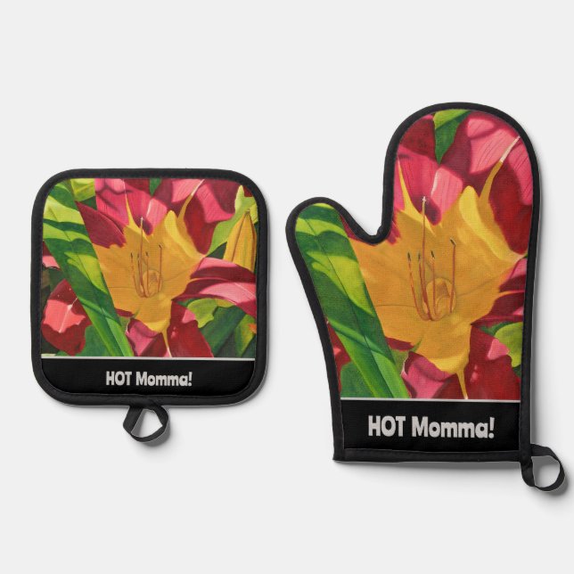 Tiger Lily Hot Momma Oven Mitt & Pot Holder Set (Vorderseite)