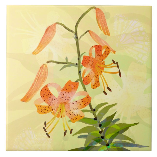 Tiger Lily Keramik Tile Fliese (Vorderseite)