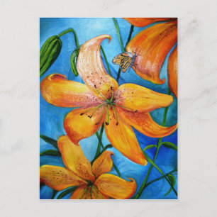 Tiger Lily Orange Floral Postkarte